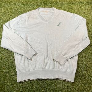 Ben Hogan light blue Italian merino wool v-neck sweater size L made in Italy